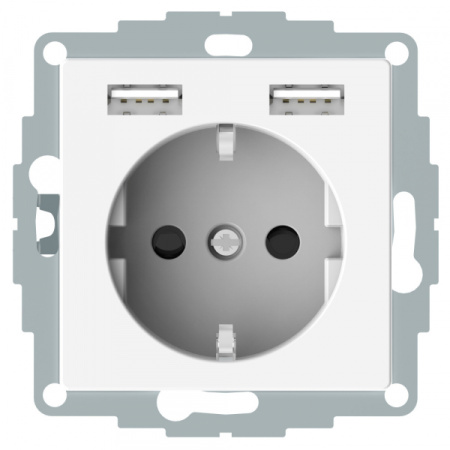 Schneider Electric Merten SM Бел Розетка Schuko с 2 USB c зарядным устройством 2,4 A