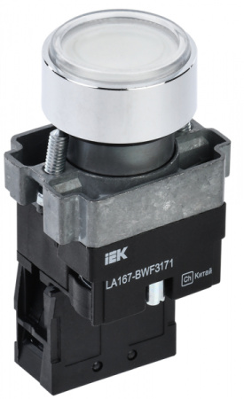 IEK Кнопка LA167-BWF3171 d=22мм RC 1з с подсветкой белая