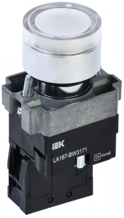 IEK Кнопка LA167-BW3171 d=22мм RC 1з с подсветкой белая