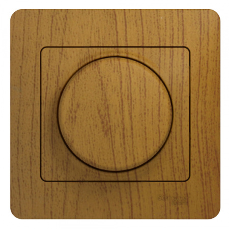 Systeme Electric Glossa Дерево Дуб Светорегулятор (диммер) поворотный, 300Вт (в сборе с рамкой)