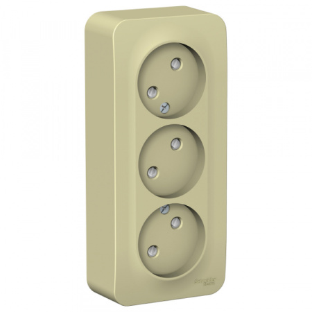 Systeme Electric Blanca наруж Беж Розетка 3-ая б/з со шторками, изолир. пластина 16А, 250В