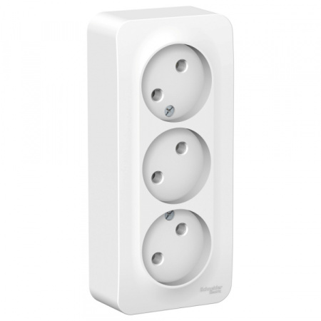Systeme Electric Blanca наруж Бел Розетка 3-ая б/з без шторок 16А, 250В, изолир. пластина