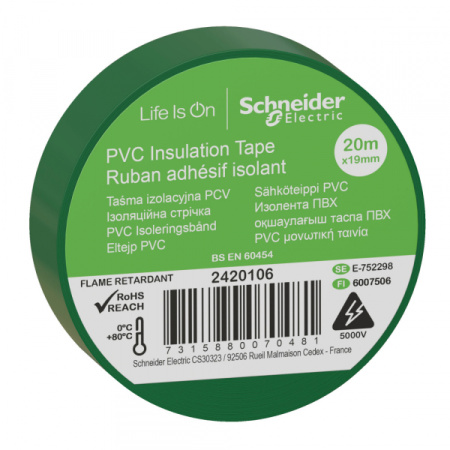 Schneider Electric OptiLine 45 Зеленая Изолента ПВХ 19ммх20м