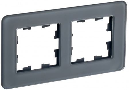 IEK BRITE DECOR Графит матовый стекло скругл.угол Рамка 2-м РУ-2-2-Бр RE