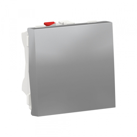 Schneider Electric Unica Modular Алюминий Выключатель 1-клавишный, кнопочный, сх. 1, 10A, 2 модуля
