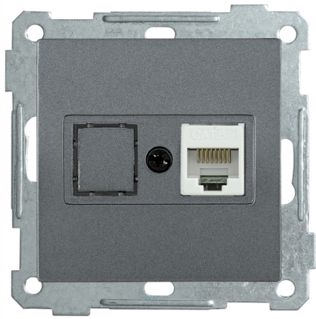 IEK РK10-1-Б Розетка компьютерная RJ45 Cat5e BOLERO антрацит