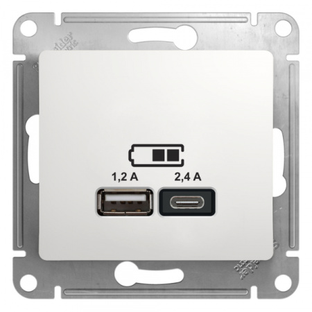 Systeme Electric Glossa Бел Розетка USB A+С, 5В/2,4А, 2х5В/1,2А