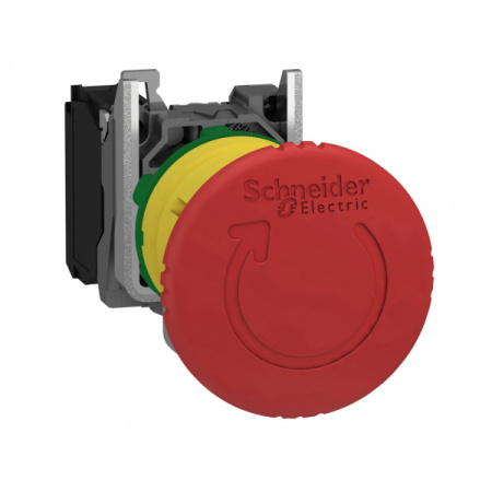 Schneider Electric XB4 Кнопка аварийного останова, возврат поворотом, 1НЗ, триггерного действия, металл