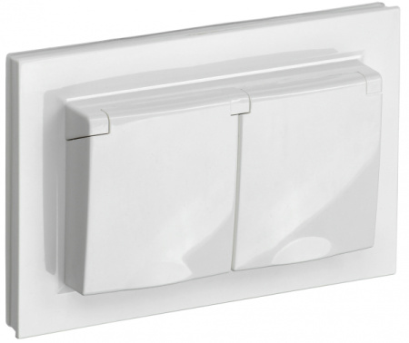 IEK BRITE Белый Розетка 2-м с/з с защ штор и крыш 16А в сборе IP44 РСбш12-3-44-БрБ