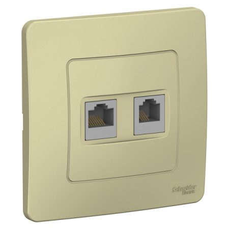 Systeme Electric Blanca внутр Беж Розетка 2-ая: компьютерная RJ45, кат.5E + телефонная RJ11