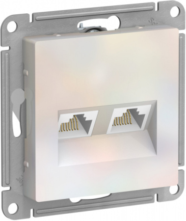 Systeme Electric AtlasDesign Жемчуг Розетка двойная компьютерная RJ45+RJ45, кат.5E, механизм