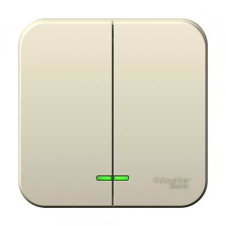 Systeme Electric Blanca наруж Молочный Выключатель 2-клавишный с подсветкой, 10А, 250B