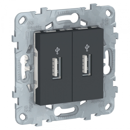 Schneider Electric Unica New Антрацит Розетка USB двойная