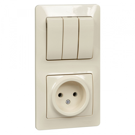Systeme Electric Glossa Беж Блок: розетка и 3-кл. выключатель