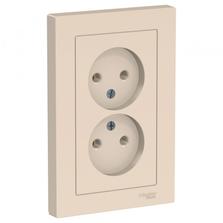 Systeme Electric AtlasDesign Беж Розетка б/з двойная, 16А, в сборе