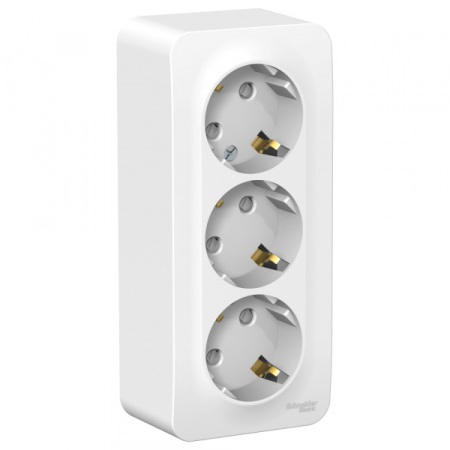 Systeme Electric Blanca наруж Бел Розетка 3-ая с/з со шторками 16А, 250В, изолир. пластина