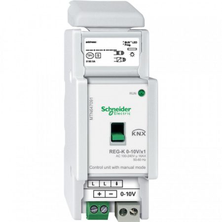 Schneider Electric Merten KNX Светорегулятор/блок упр-я 0-10В 1-канальный (силовой контакт 16А) возможность ручного управления DIN-рейка