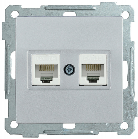 IEK РK10-2-Б Розетка 2-ая комп. RJ45 Cat5e BOLERO серебряный