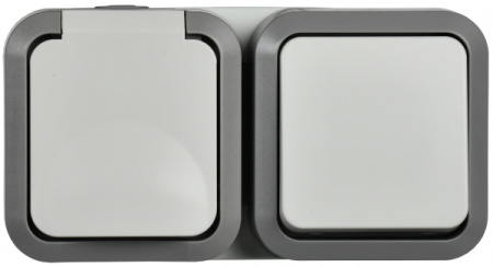 IEK TORS Блок розетка + выключ. гор. 16А IP55 TS242 белый
