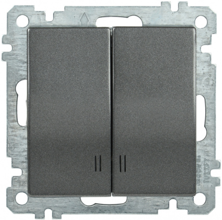 IEK ВС10-2-1-Б Выключатель двуклавишный с индикацией 10А BOLERO антрацит