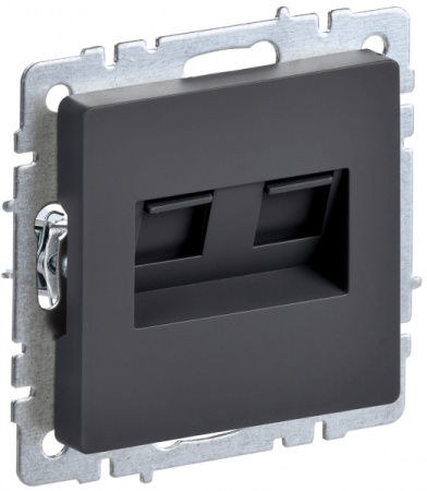 IEK BRITE BASE Графит Розетка комп. 2-ая RJ45 кат.6 РК11-2-БрГ
