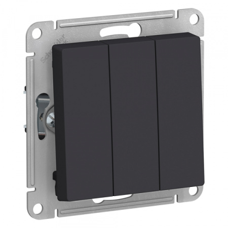 Systeme Electric AtlasDesign Карбон Выключатель 3-клавишный сх.1+1+1, 10АХ, механизм