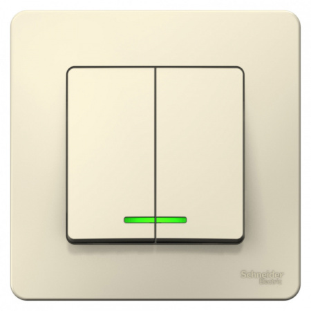 Systeme Electric Blanca внутр Молочный Выключатель 2-клавишный с подсветкой, 6А, 250В