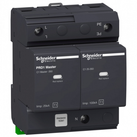 Schneider Electric Acti 9 PRD1 MASTER Ограничитель перенапряжения 1P+N, класс 1, со сменными картриджами