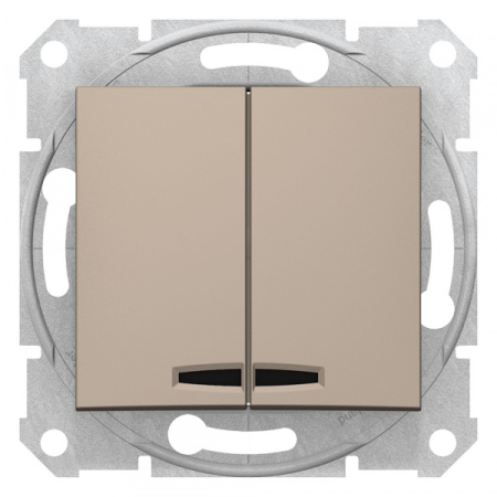 Schneider Electric Sedna Титан Выключатель 2-клавишный с подсветкой 10А (сх 5)