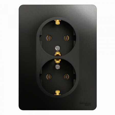 Systeme Electric Glossa Антрацит Розетка 2-ая с/з, 16А (в сборе)