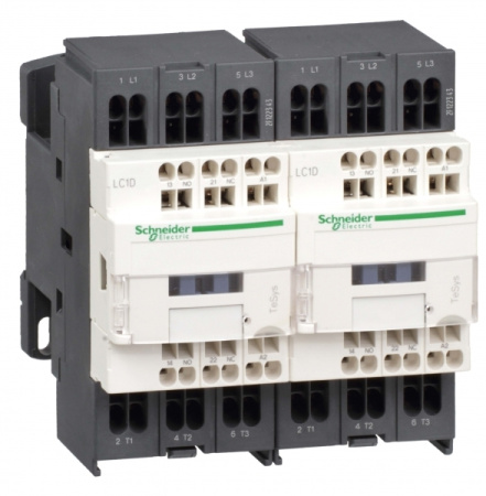 Schneider Electric Contactors D Контактор реверсивный 3Р 12A, НО+НЗ, 24В DС, 2.4 Вт, пружинный зажим