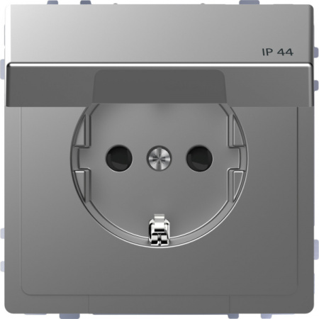 Schneider Electric Merten D-Life Нержавеющая Сталь Розетка 16А с/з и крышкой IP44