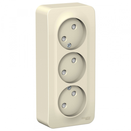 Systeme Electric Blanca наруж Молочная Розетка 3-ая б/з со шторками 16А, 250В, изолир. пластина