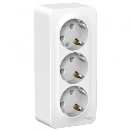 Systeme Electric Blanca наруж Бел Розетка 3-ая с/з без шторок изолир. пластина 16А, 250В