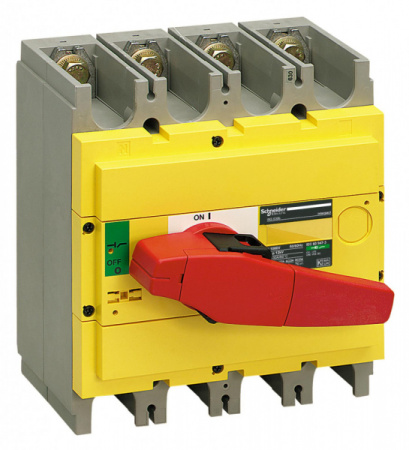 Schneider Electric Compact INS/INV Выключатель-разъединитель INS630 4P красная рукоятка/желтая панель