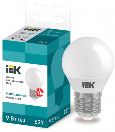 IEK Лампа светодиодная ECO G45 шар 9Вт 230В 4000К E27