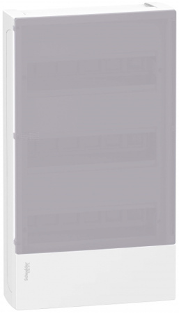 Schneider Electric RESI9 MP (Mini Pragma) Бокс навесной с дымчатой дверью 3 ряда/36 модулей, IP40, IK07, 63А, 2 клеммы, Италия