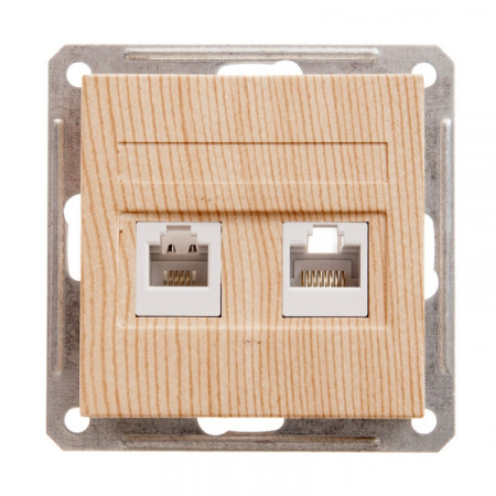 Systeme Electric Wessen 59 Сосна Розетка 2-ая ТЛФ + компьютерная 5е (RJ11+RJ45)