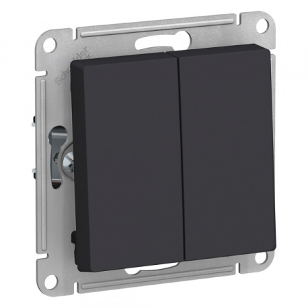 Systeme Electric AtlasDesign Карбон Переключатель 2-клавишный сх.6, 10АХ, механизм