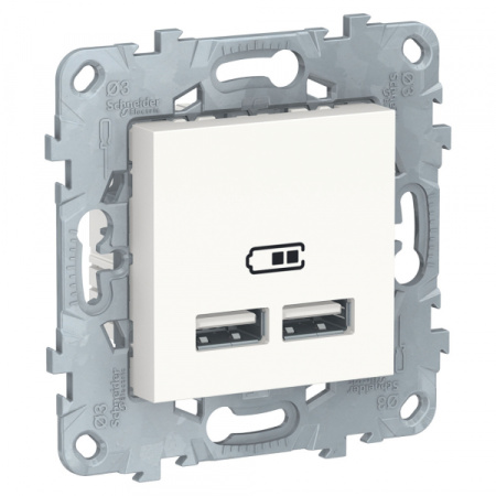 Schneider Electric Unica New Бел Розетка USB, двойная, 5 В / 2100 мА