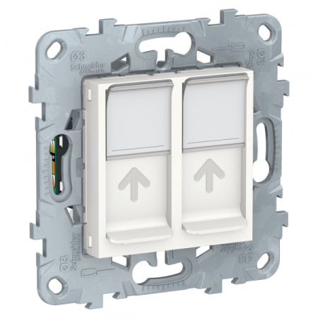Schneider Electric Unica New Бел Розетка компьютерная, RJ45, двойная, кат. 5е UTP