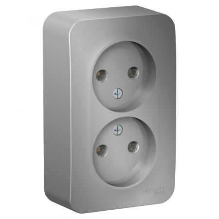 Systeme Electric Blanca наруж Алюминий Розетка 2-ая б/з без шторок, 16А, 250В