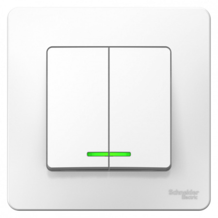 Systeme Electric Blanca внутр Бел Выключатель 2-клавишный с подсветкой, 10А, 250B