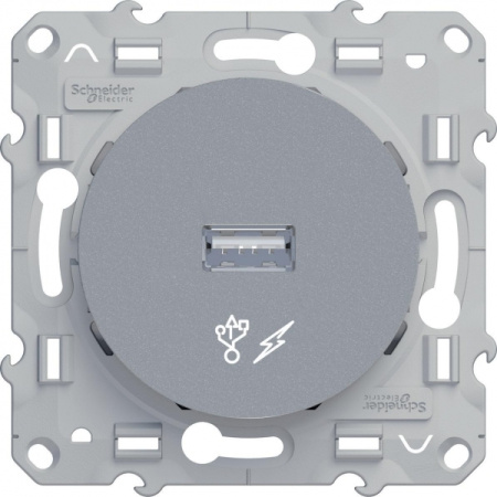 Schneider Electric Odace Алюминий Розетка USB