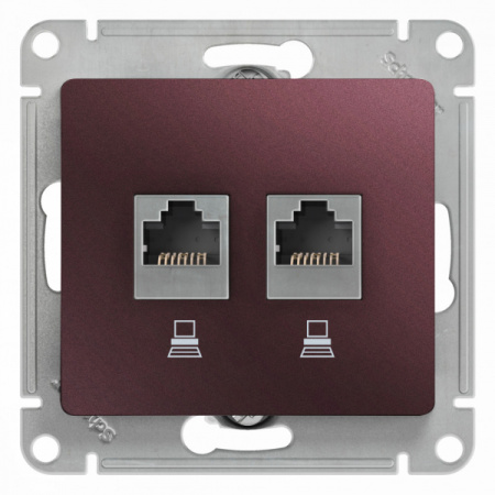 Systeme Electric Glossa Баклажановый Розетка 2-ая компьютерная RJ45+RJ45, кат.5E