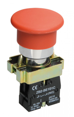 IEK LAY5 Кнопка управления LAY5-BC41Грибок без подсветки красная 1з
