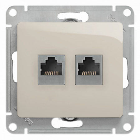 Systeme Electric Glossa Молочный Розетка 2-ая RJ11+RJ45, кат.5E