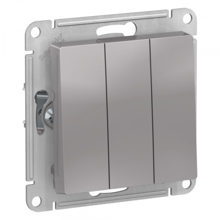 Systeme Electric AtlasDesign Алюминий Выключатель 3-клавишный сх.1+1+1, 10АХ, механизм