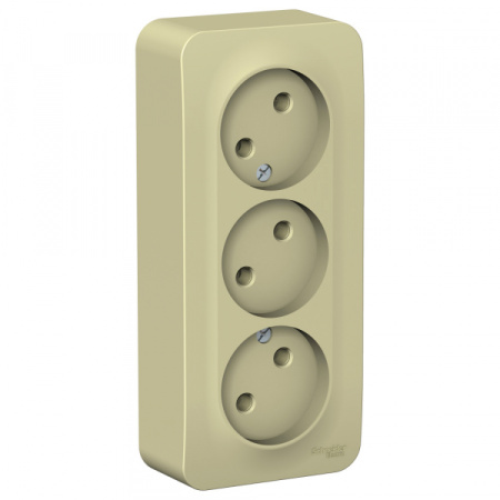 Systeme Electric Blanca наруж Беж Розетка 3-ая б/з без шторок, изолир. пластина 16А, 250В