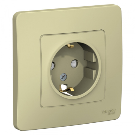 Systeme Electric Blanca внутр Беж Розетка с/з со шторками, 16А, 250В